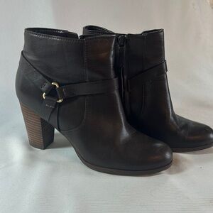 Cole Haan Black Leather Ankle Boots with Block Heel